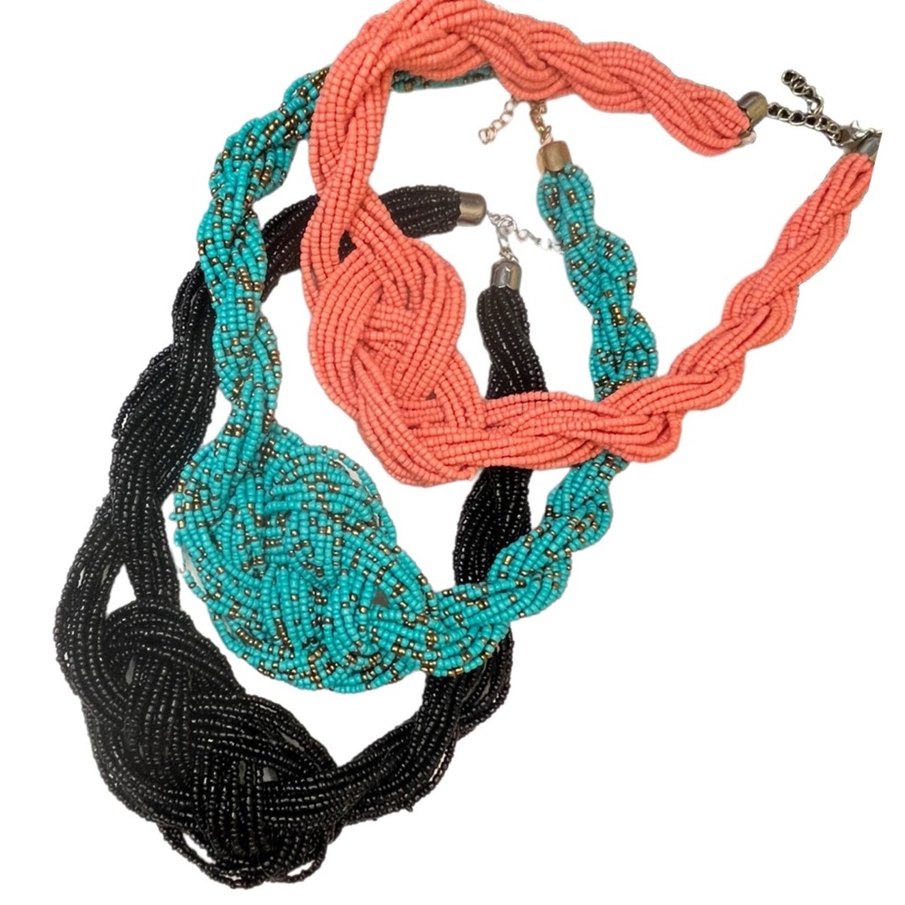 Beaded Knotted Necklace in Coral, Turquoise, & Black Buyers Choice